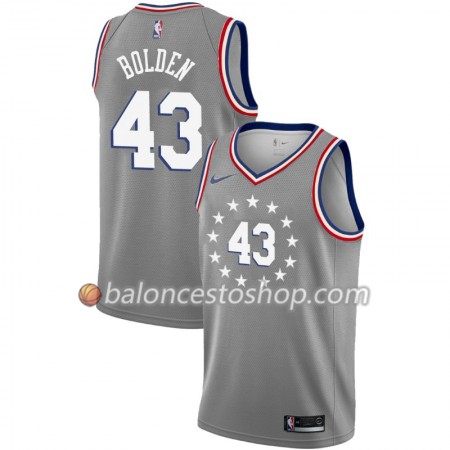 Camiseta Hombre NBA Philadelphia 76ers Jonah Bolden 43 2018-19 Nike City Edition Gris Swingman